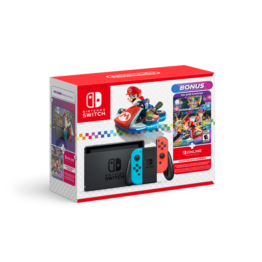 Nintendo - Switch Console Neon Red & Blue - Mario Kart 8 Deluxe Bundle (2024)